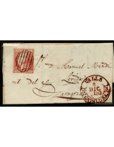 FA0165B, PREFILATELIA. 1852, 8 de diciembre. Valls a Zaragoza