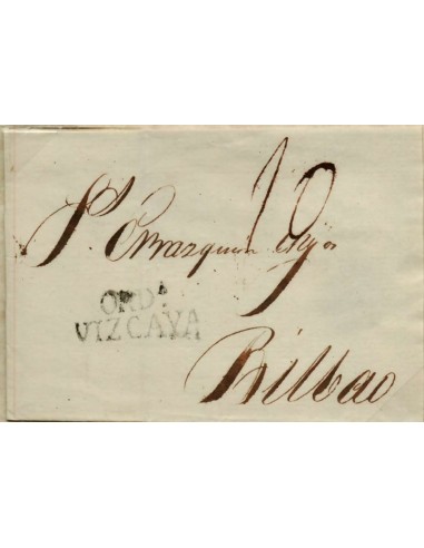 FA0785A, PREFILATELIA. 1831, 4 de mayo. Sobrescrito circulado de Orduña a Bilbao