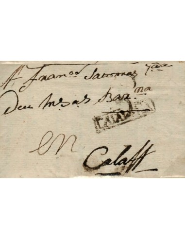 FA0842D, PREFILATELIA. 1785, 25 de abril. Sobrescrito circulado de Mora de Ebro a Calaf. Rareza RR