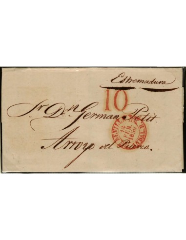 FA0488F, PREFILATELIA. 1850, 18 de febrero. Sevilla a Arroyo del Puerco