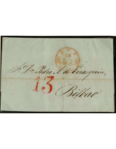 FA0495E, PREFILATELIA. 1843, 14 de septiembre. Cádiz a Bilbao