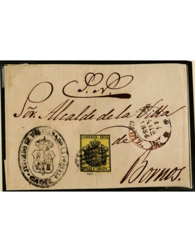 FA0495M, HISTORIA POSTAL. 1854, 14 de agosto. Cádiz a Bornos