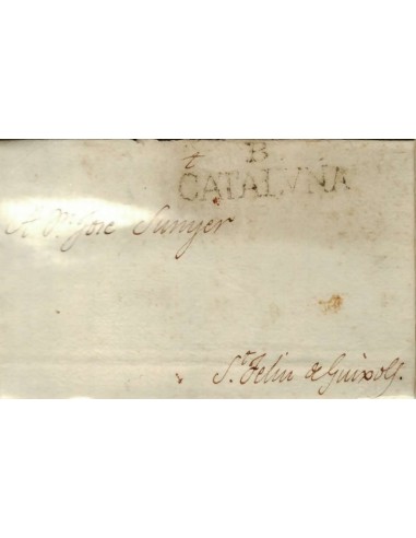 FA0841B, PREFILATELIA. (1774-99ca). Sobrescrito circulado de Barcelona a San Feliu de Guixols