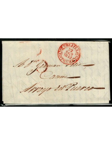 FA1653A, PREFILATELIA. 1842, 22 de agosto. Sobrescrito circulado de Trujillo a Arroyo del Puerco