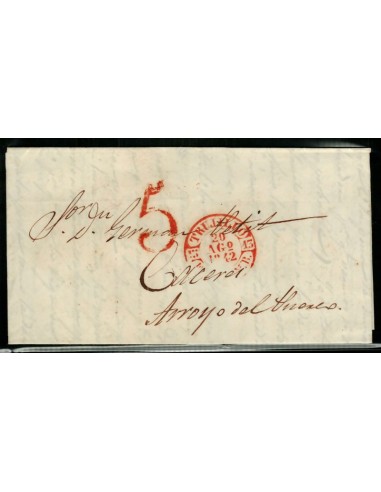 FA1655B, PREFILATELIA. 1842, 20 de agosto. Sobrescrito circulado de Trujillo a Arroyo del Puerco