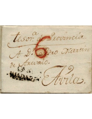 FA0770E, PREFILATELIA. 1808, 1 de octubre. Sobrescrito circulado de Guadarrama a Ávila. RRR
