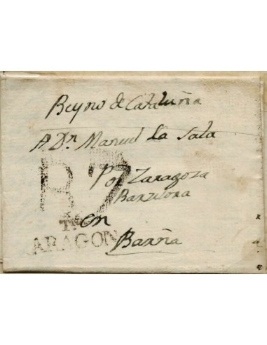 FA0767D, PREFILATELIA. 1814, 19 de octubre. Sobrescrito circulado de Tarazona a Barcelona