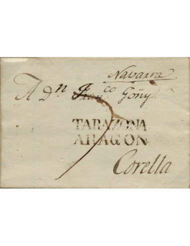 FA0767E, PREFILATELIA. 1833, 4 de junio. Sobrescrito circulado de Tarazona a Corella