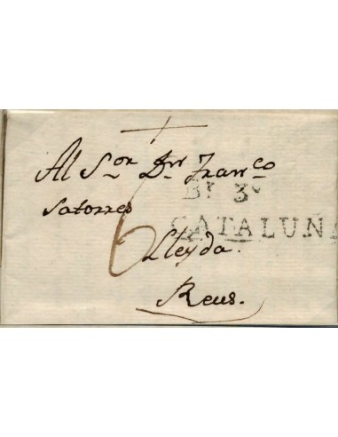 FA0768D, PREFILATELIA. 1815, 25 de marzo. Sobrescrito circulado de Balaguer a Reus
