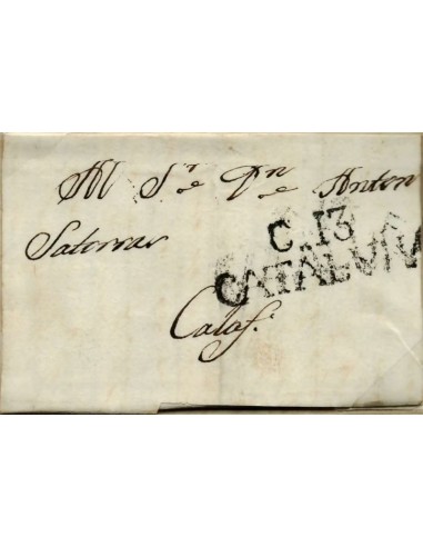 FA0769C, PREFILATELIA. 1826, 20 de octubre. Sobrescrito circulado de Cervera a Calaf