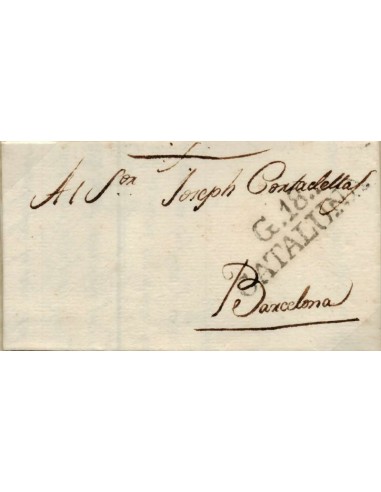 FA0769O, PREFILATELIA. 1803, 30 de noviembre. Sobrescrito circulado de Granollers a Barcelona