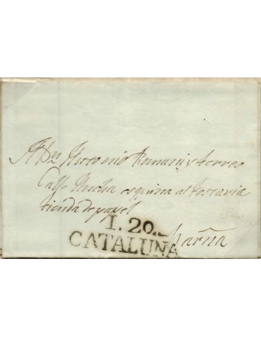 FA0769P, PREFILATELIA. 1834, 5 de enero. Sobrescrito circulado de Igualada a Barcelona
