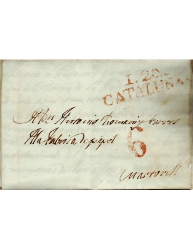 FA0769Q, PREFILATELIA. 1842, 28 de noviembre. Sobrescrito circulado de Igualada a Martorell.