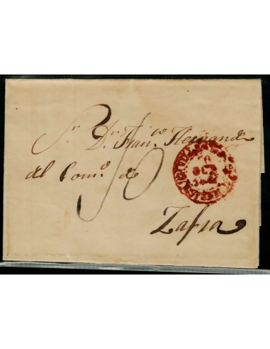 FA1661A, HISTORIA POSTAL. 1847, 20 de octubre. Sobrescrito circulado de Villanueva de la Serena a Zafra