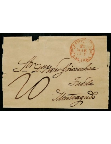 FA1661C, HISTORIA POSTAL. 1849, 21 de marzo. Sobrescrito circulado de Pamplona a Monteagudo