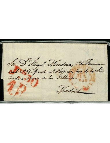FA1661D, HISTORIA POSTAL. 1850, 29 de junio. Sobrescrito circulado de Segovia a Madrid