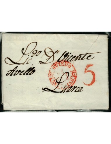 FA1663, PREFILATELIA. 1844, 8 de enero. Sobrescrito circulado de Oviedo a Luarca