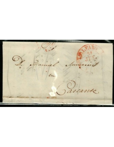 FA1664C, PREFILATELIA. 1847, 31 de julio. Sobrescrito circulado de Alfaro a Cascante