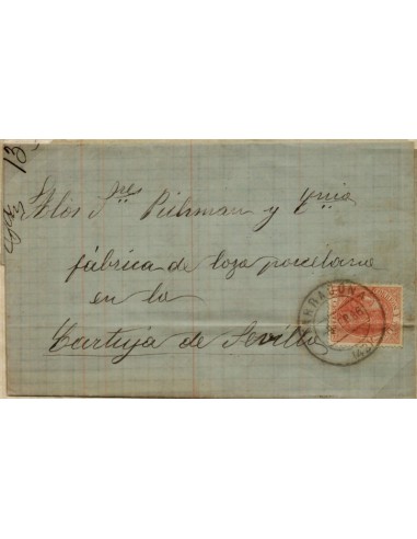 FA0765E, HISTORIA POSTAL. 1886, 9 de febrero. Tarragona a Sevilla. LUJO