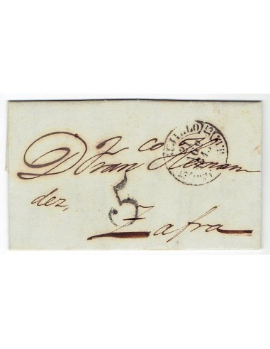 FA1806A, PREFILATELIA. 1845, 21 de agosto. Sobrescrito circulado de Trujillo a Zafra
