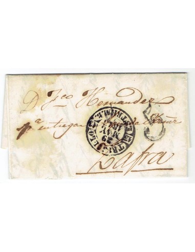 FA1806B, PREFILATELIA. 1845, 29 de mayo. Sobrescrito circulado de Trujillo a Zafra