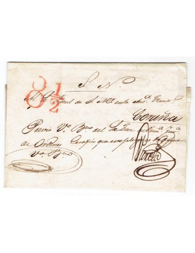 FA1814B, PREFILATELIA. 1843, 5 de septiembre. Plica judicial remitida de Ordenes a Coruña