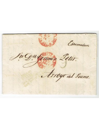 FA1815A, PREFILATELIA. 1844, 30 de septiembre. Sobrescrito circulado de Sevilla a Arroyo del Puerco