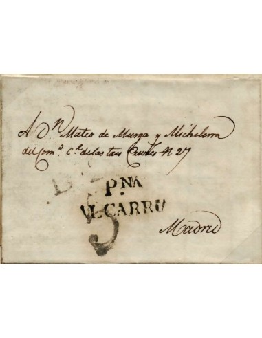 FA0771G, PREFILATELIA. 1824, 22 de diciembre. Sobrescrito circulado de Pastrana a Madrid. R