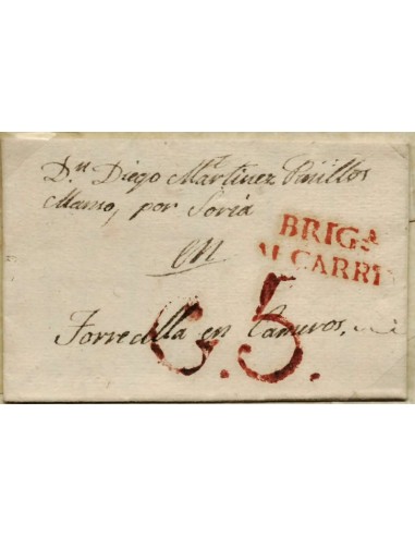 FA0771, PREFILATELIA. 1836, 4 de diciembre. Sobrescrito circulado de Brihuega a Torrecilla de Cameros. R