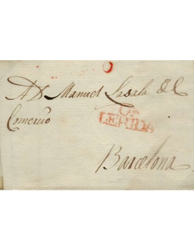 FA0774F, PREFILATELIA. 1830, 23 de marzo. Sobrescrito circulado de Lérida a Barcelona