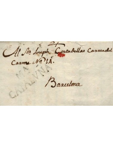 FA0774H, PREFILATELIA. 1801, 12 de mayo. Sobrescrito circulado de Manresa a Barcelona