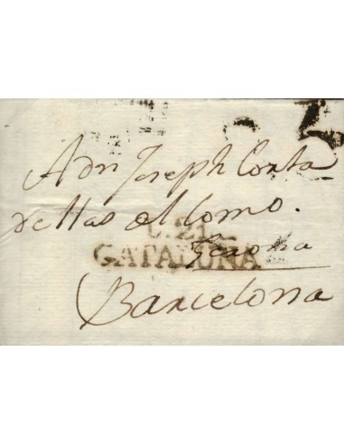 FA0774, PREFILATELIA. 1803, 13 de abril. Sobrescrito circulado de La Bisbal a Barcelona