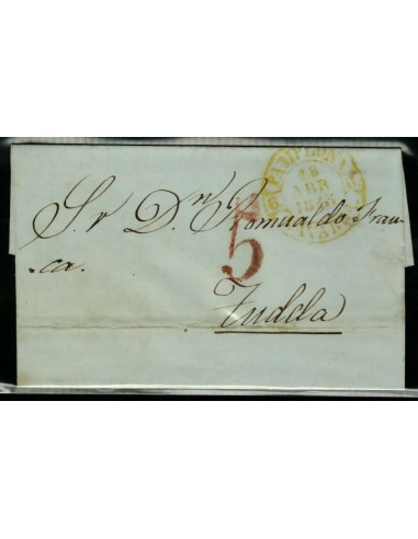 FA1665C, PREFILATELIA. 1845, 18 de abril. Sobrescrito circulado de Pamplona a Tudela