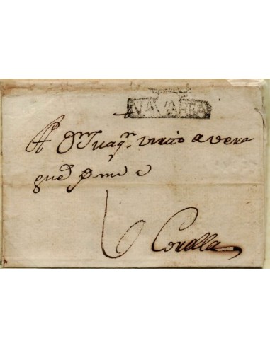 FA0831A, PREFILATELIA. (1768-78ca). Sobrescrito circulado de Pamplona a Corella