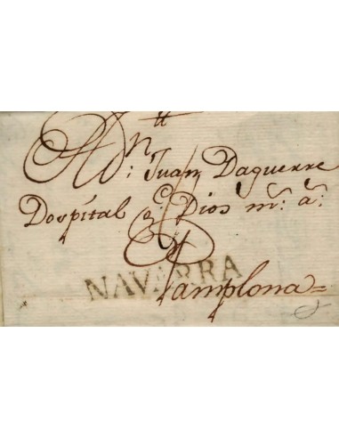 FA0843A, PREFILATELIA. 1785, 16 de marzo. Sobrescrito circulado de Corella a Pamplona. R