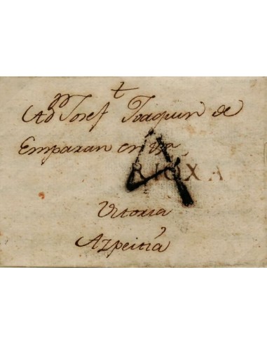 FA0845, PREFILATELIA. 1782, 7 de febrero. Sobrescrito circulado de Calahorra a Azpeitia