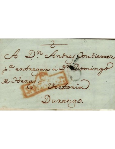 FA0846, PREFILATELIA. 1793, 12 de abril. Sobrescrito circulado de Santander a Durango. R