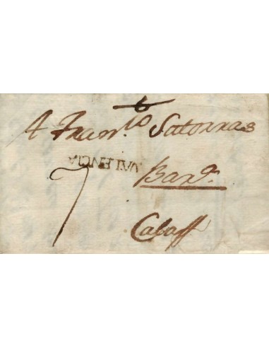 FA0852A, PREFILATELIA. 1791, 17 de enero. Sobrescrito circulado de Castellon de la Plana a Calaf. RRR