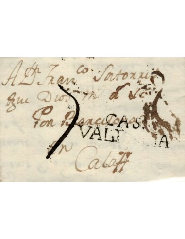 FA0852B, PREFILATELIA. 1792, 15 de febrero. Sobrescrito circulado de Castellón de la Plana a Calaf