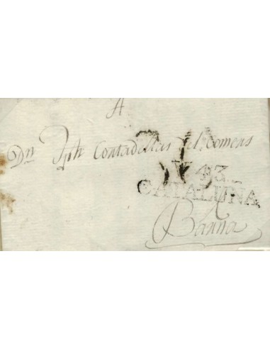 FA0776F, PREFILATELIA. 1806, 25 de junio. Sobrescrito circulado de Valls a Barcelona