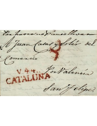 FA0776I, PREFILATELIA. 1842, 10 de julio. Sobrescrito circulado de Vich a San Felipe