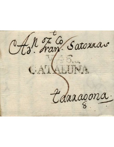 FA0776L, PREFILATELIA. 1803, 11 de junio. Sobrescrito circulado de Villanueva y la Geltrú a Tarragona
