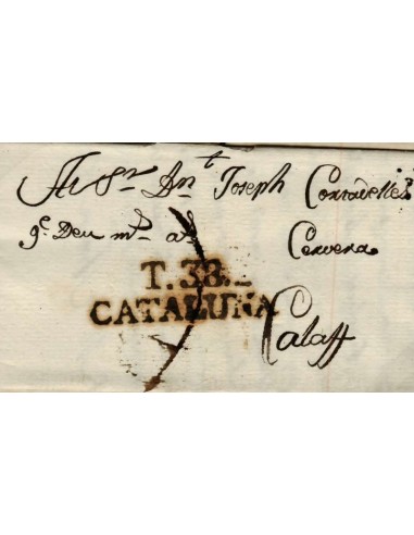 FA0776, PREFILATELIA. 1805, 29 de enero. Sobrescrito circulado de Tarrega a Calaf