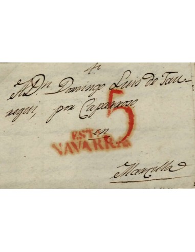 FA0777G, PREFILATELIA. 1826, 4 de mayo. Sobrescrito circulado de Estella a Marcilla
