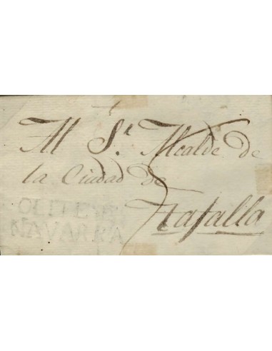 FA0777J, PREFILATELIA. 1838, 13 de octubre. Sobrescrito circulado de Olite a Tafalla.