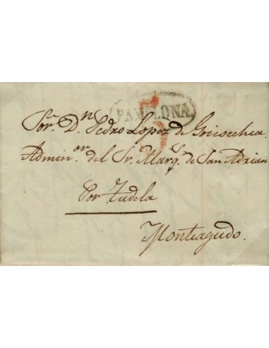 FA0778F, PREFILATELIA. 1841, 13 de enero. Sobrescrito circulado de Pamplona a Monteagudo