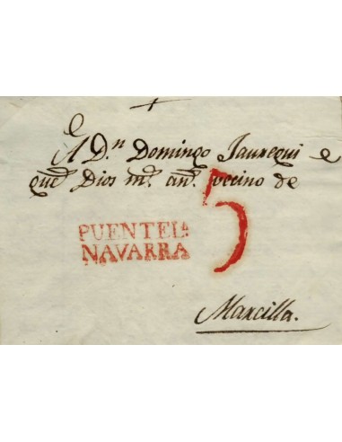 FA0778G, PREFILATELIA. 1829, 5 de diciembre. Sobrescrito circulado de Puente la Reina a Marcilla