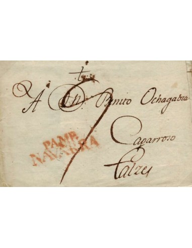 FA0778, PREFILATELIA. 1814, 23 de diciembre. Sobrescrito circulado de Pamplona a Falces