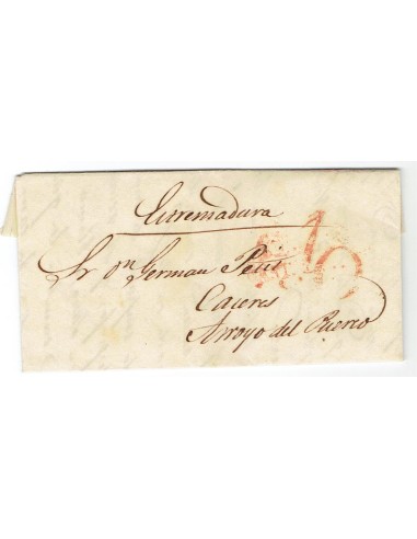 FA1818, PREFILATELIA. 1841, 30 de septiembre. Sobrescrito circulado de Béjar a Arroyo del Puerco
