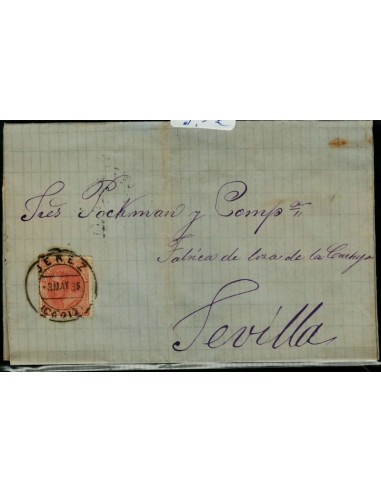 FA1460C, HISTORIA POSTAL. 1886, 3 de mayo. Jerez de la Frontera a Sevilla